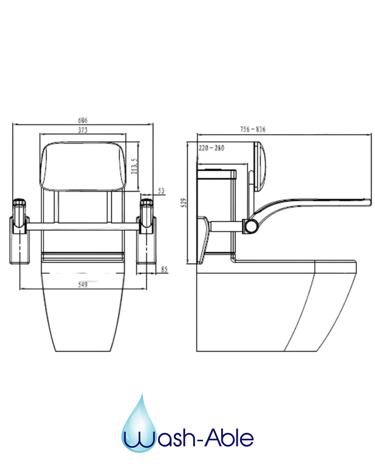 Toilet Arms & Back Rest Support