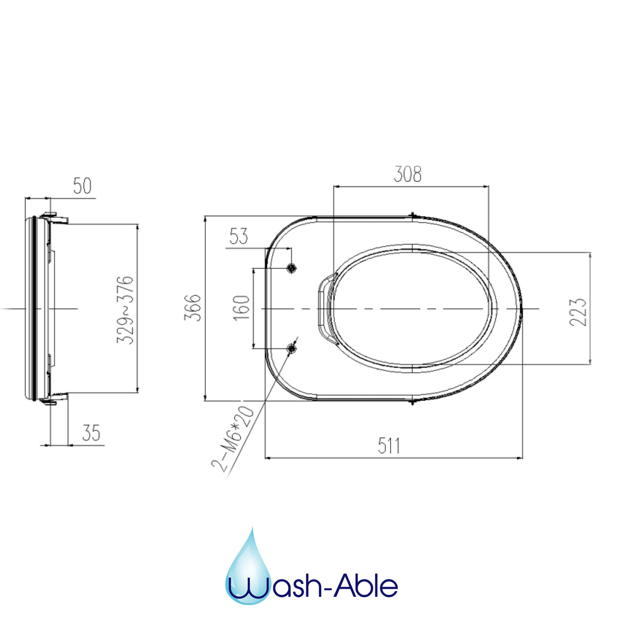 50mm Toilet Seat Riser