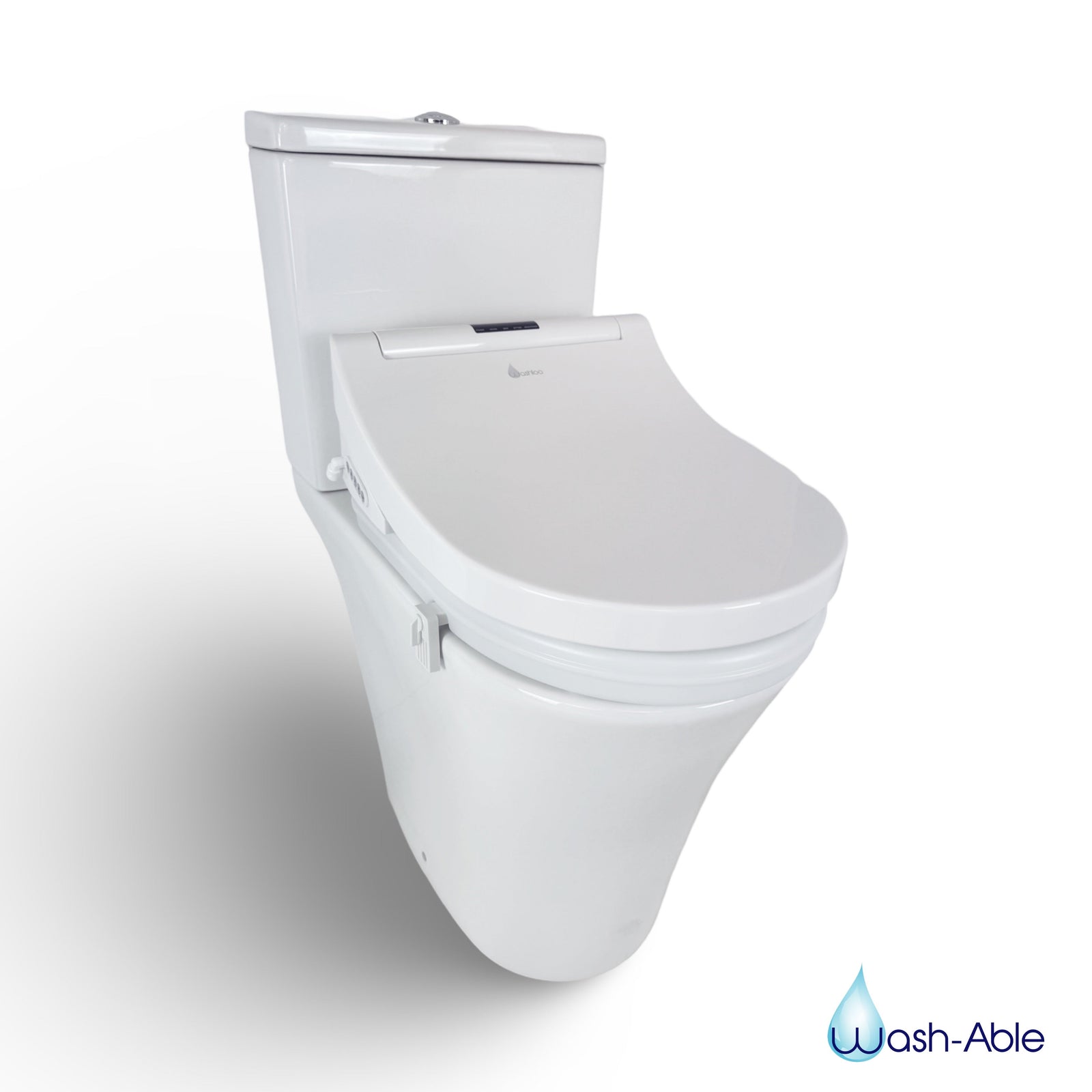 A sleek Wash-Able Smart Seat Riser on a standard toilet